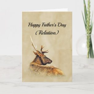 Bull Elk photo Reclining in Grassy Field Card