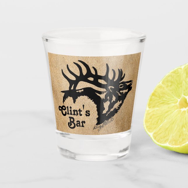 Bull Elk Shot Glass (Front)