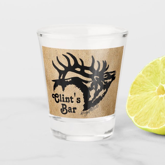 Bull Elk Shot Glass (Front)