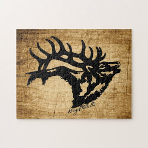 Bull Elk Silhouette Jigsaw Puzzle