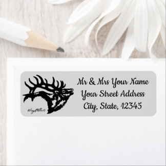 Bull Elk Silhouette Label Return Address Label