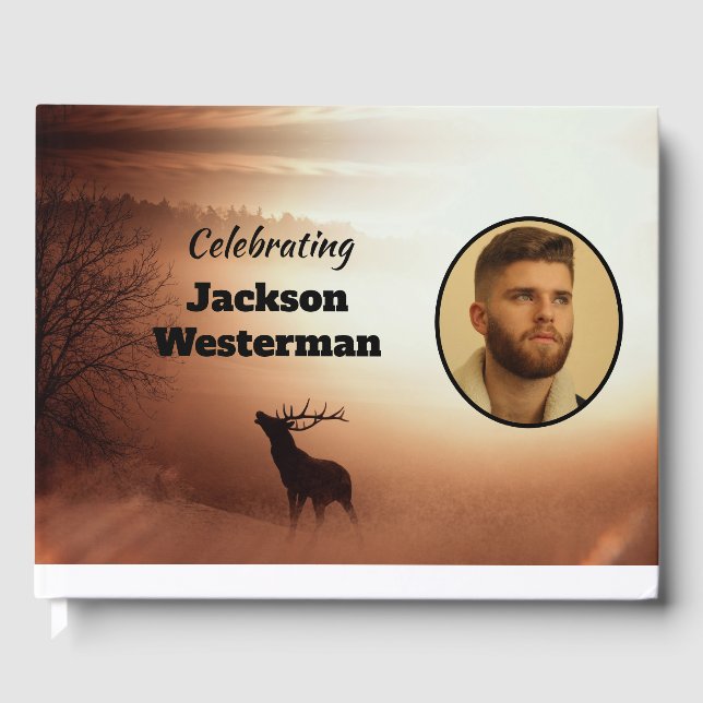 Bull Elk Silhouette Memorial Guest Book (Front)