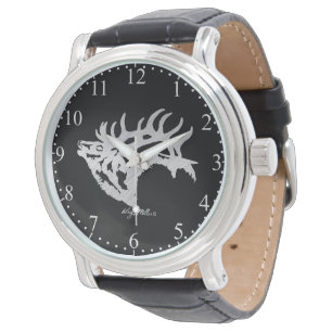 Bull Elk Silver Silhouette Watch