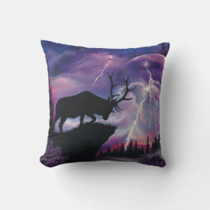 Bull Elk Throw Pillow