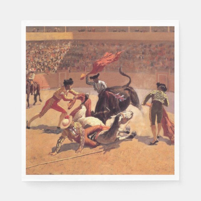 Bull Fight in Mexico (by Frederic Remington) Napkin (Front)
