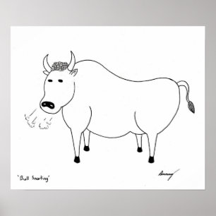 Bull Folk Art Print