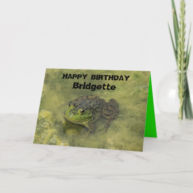 Bull Frog in Moss Birthday Greeting Card (Front)