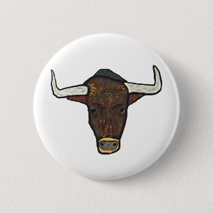 Bull Head 6 Cm Round Badge