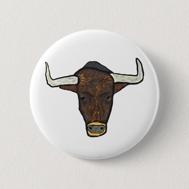 Bull Head 6 Cm Round Badge (Front)