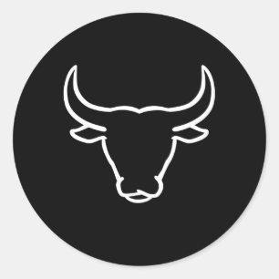 Bull Head Horns Classic Round Sticker