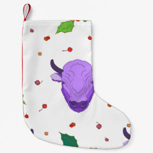 Bull, holly, mistletoe and berries. The symbol o Small Christmas Stocking