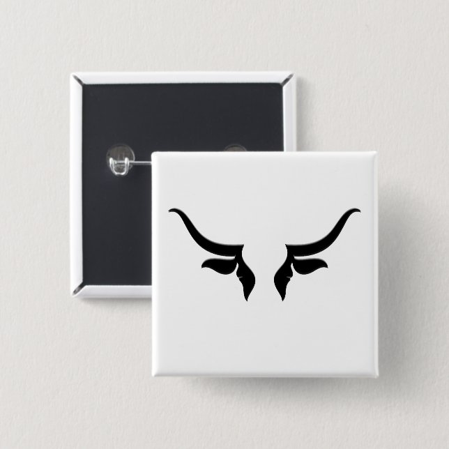 Bull Horns  15 Cm Square Badge (Front & Back)