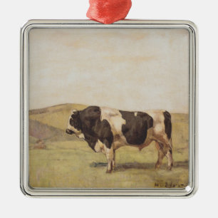 Bull in a Swiss Landscape (by Ferdinand Hodler) Metal Ornament