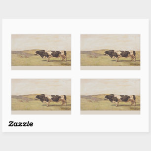 Bull in a Swiss Landscape (by Ferdinand Hodler) Rectangular Sticker