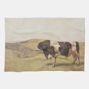 Bull in a Swiss Landscape (by Ferdinand Hodler) Tea Towel