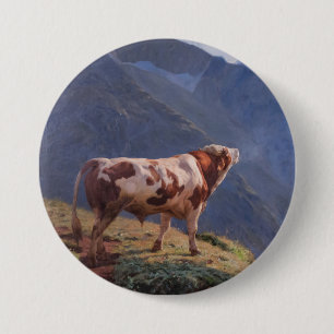 Bull in the Alps (by Eugène Burnand) 7.5 Cm Round Badge
