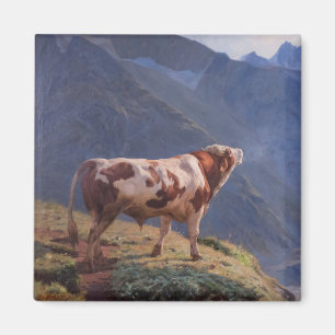 Bull in the Alps (by Eugène Burnand) Magnet