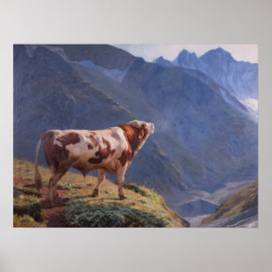 Bull in the Alps (by Eugène Burnand) Poster