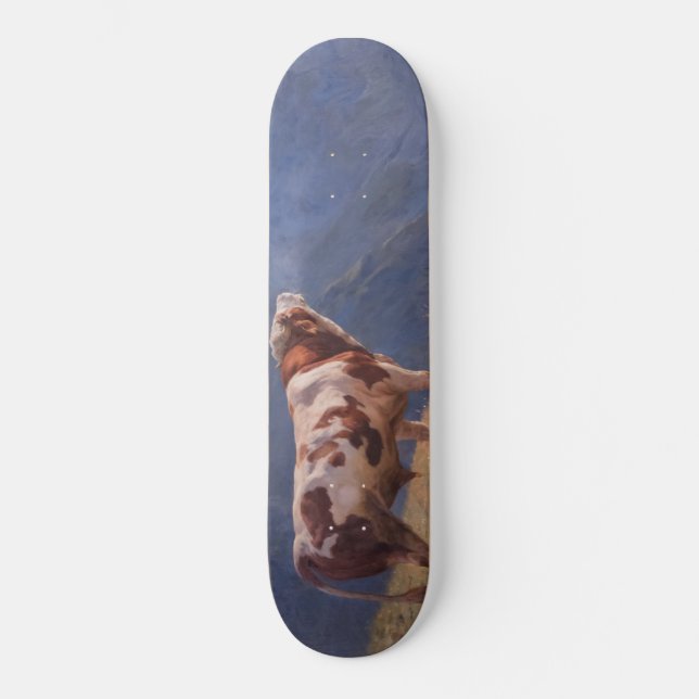 Bull in the Alps (by Eugène Burnand) Skateboard (Front)