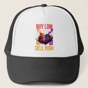 BULL MARKET BUY LOW SELL HIGH TRADING STOCK MARKET TRUCKER HAT