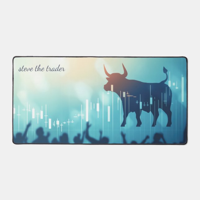 Bull Market Celebration Personalised Desk Mat (Front)