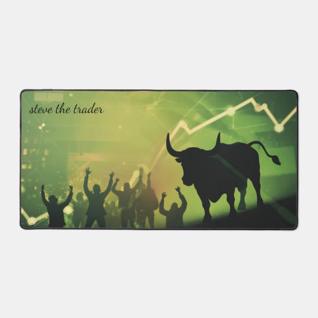 Bull Market Celebration Personalised Desk Mat (Front)