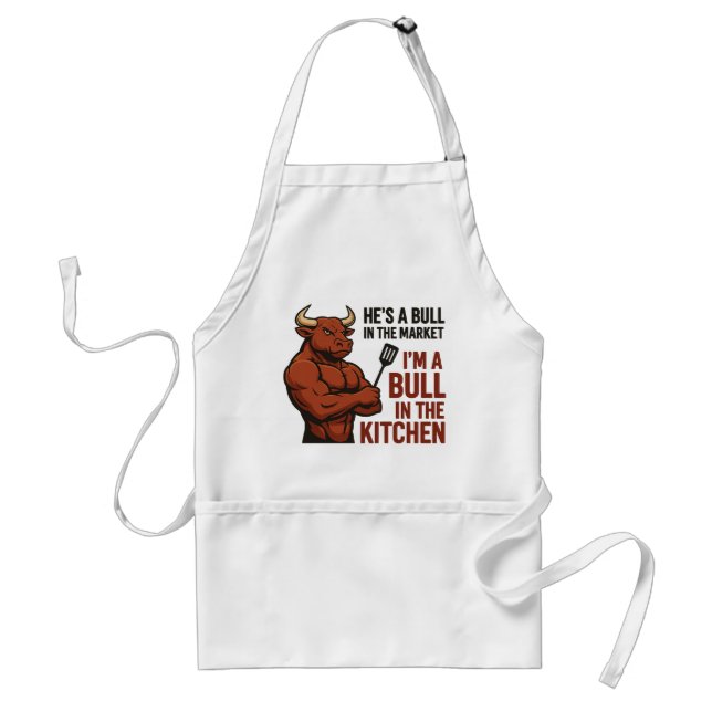 Bull Market Meets Kitchen Humour Apron (Front)