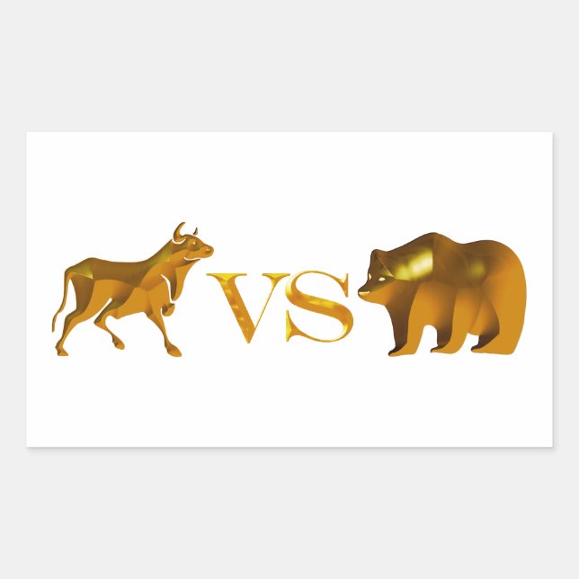 Bull Market Vs Bear Market Rectangular Sticker (Front)