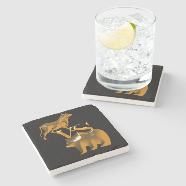 Bull Market Vs Bear Market Stone Coaster (Side)