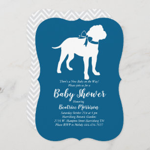 Bull Mastiff Dog Baby Shower Blue Boy Invitation
