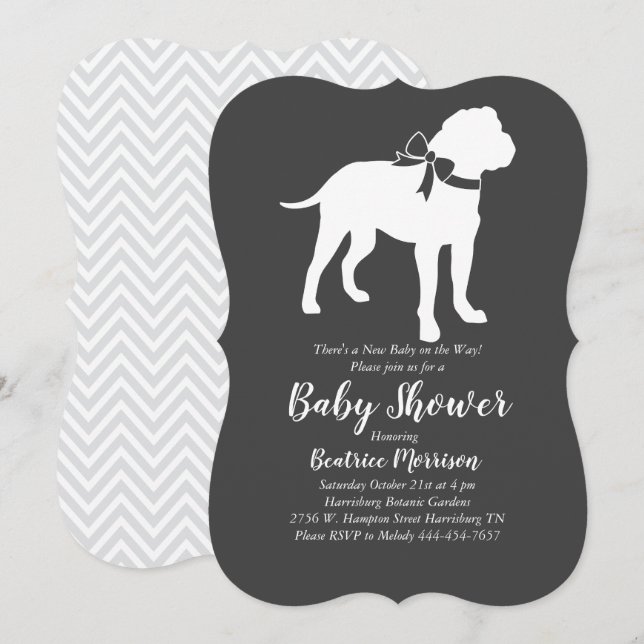 Bull Mastiff Dog Baby Shower Gender Neutral Invitation (Front/Back)