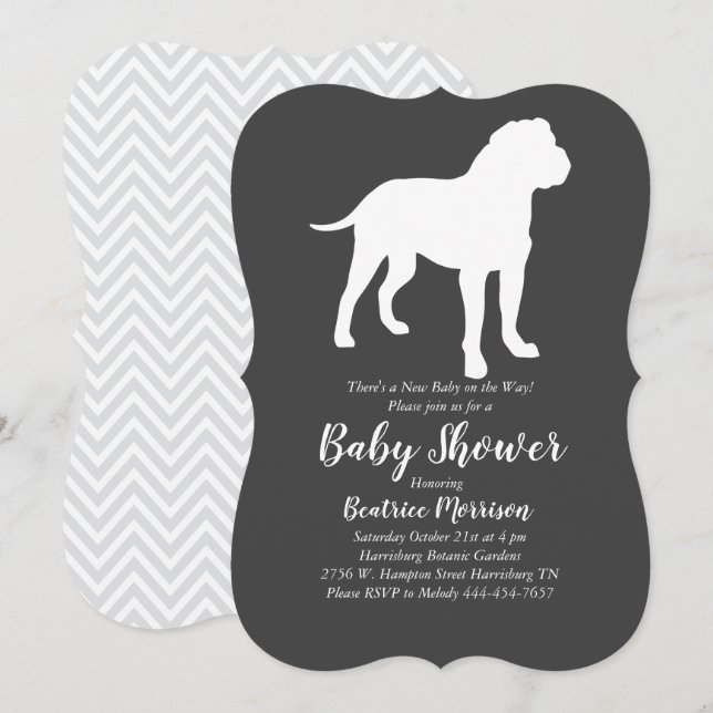 Bull Mastiff Dog Baby Shower Gender Neutral Invitation (Front/Back)