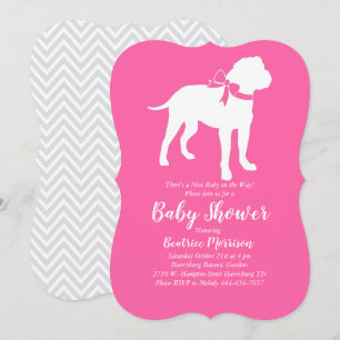 Bull Mastiff Dog Baby Shower Pink Girl Invitation