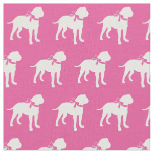 Bull Mastiff Dog Silhouette Pet Bullmastiff Pink Fabric