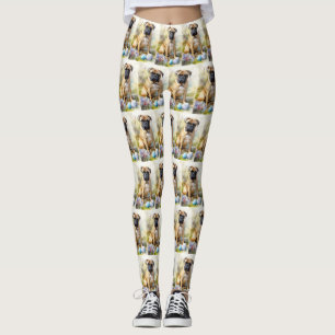Bull Mastiff Dog with Easter Eggs Holiday Leggings