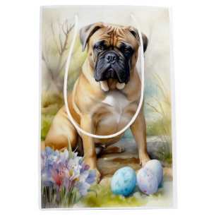 Bull Mastiff Dog with Easter Eggs Holiday  Medium Gift Bag