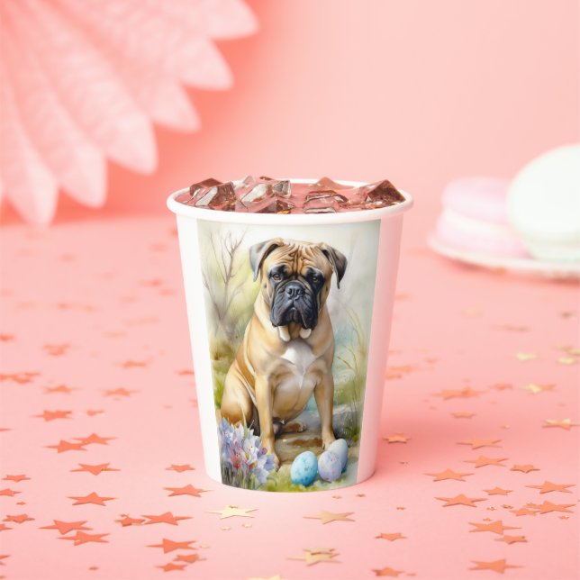 Bull Mastiff Dog with Easter Eggs Holiday  Paper Cups (Insitu)