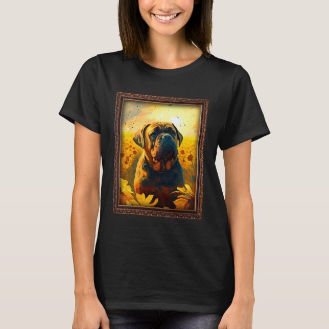 Bull Mastiff Painting Sunflower Flower Mom Women F T-Shirt (Front)