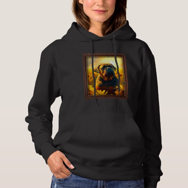 Bull Mastiff Painting Sunflower Flower Mum Women F Hoodie (Front)