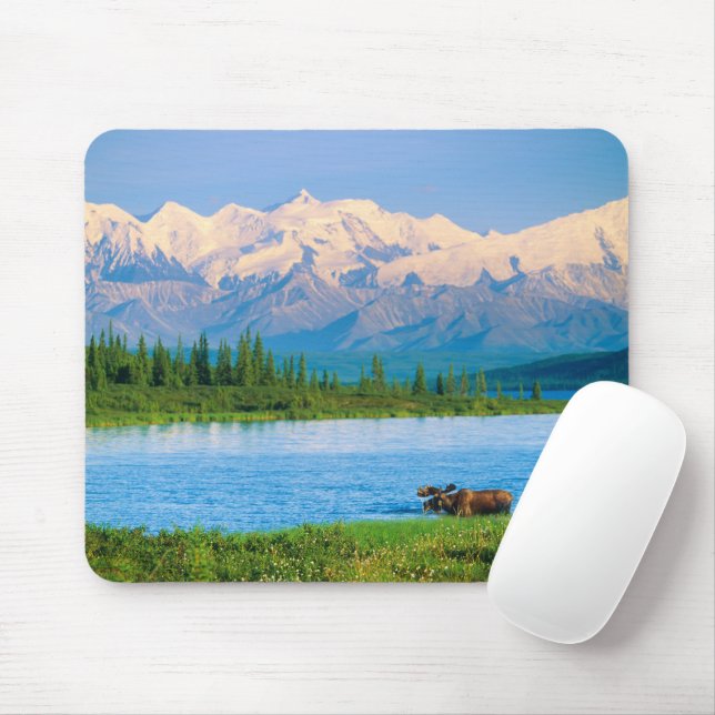 Bull moose in Wonder Lake Mouse Pad (With Mouse)