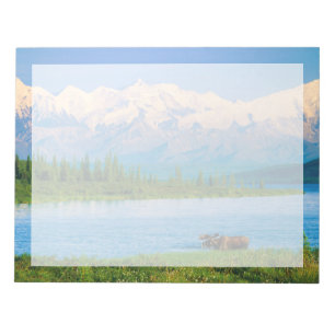 Bull moose in Wonder Lake Notepad