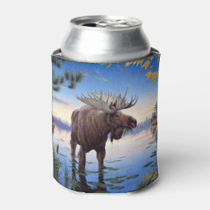 Bull Moose Mountain River Scene Can Cooler