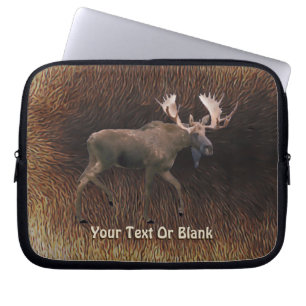 Bull Moose On Caribou Fur Laptop Sleeve