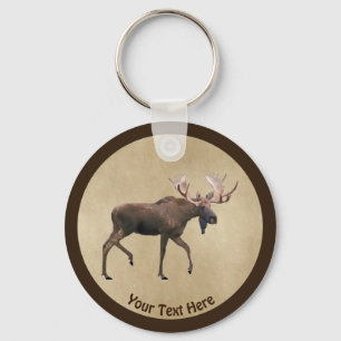 Bull Moose On Old Paper Key Ring