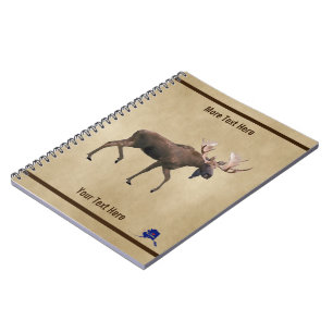 Bull Moose On Old Paper Notebook