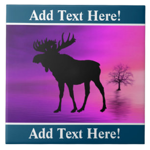 Bull Moose Silhouette Ceramic Tile