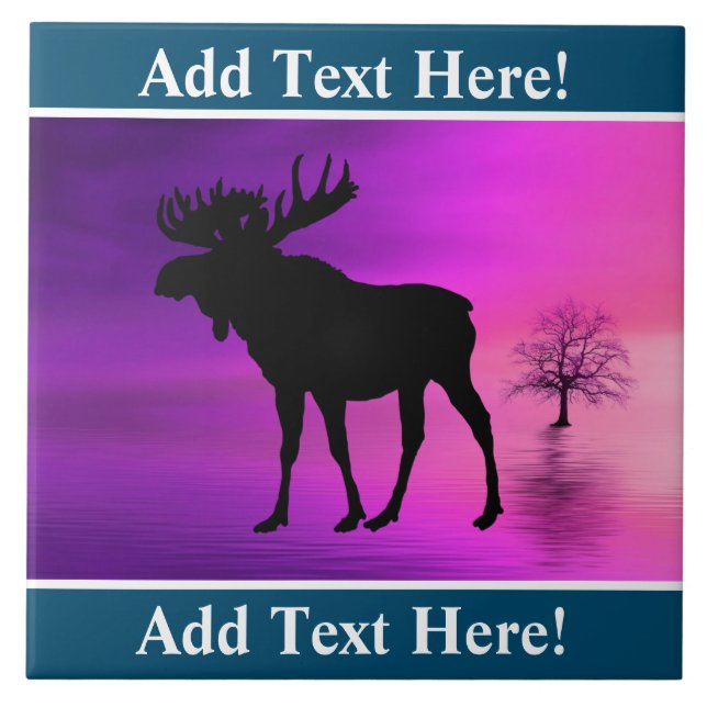 Bull Moose Silhouette Ceramic Tile (Front)