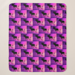 Bull Moose Silhouette Sherpa Blanket