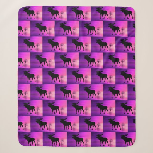 Bull Moose Silhouette Sherpa Blanket (Front)