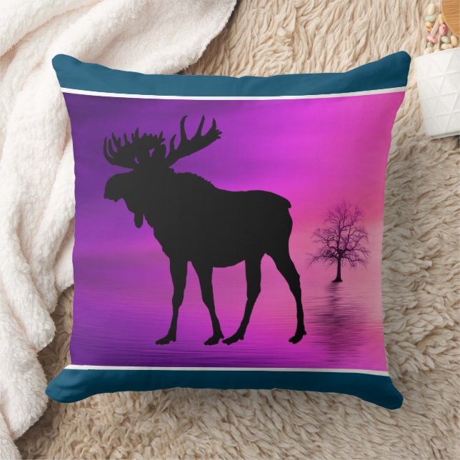 Bull Moose Silhouette Throw Pillow (Blanket)
